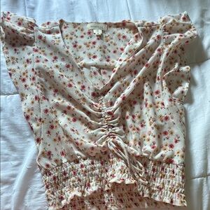 Floral Print Women's Top - Cream and Pink